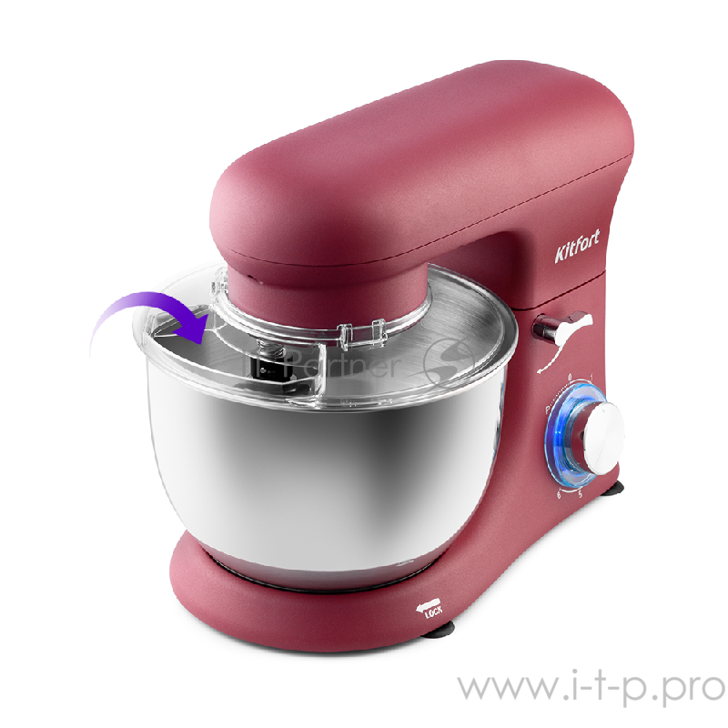 Цельнометаллический планетарный миксер Kitfort Мощность1500. Ёмкость чаши 4,2 л красный