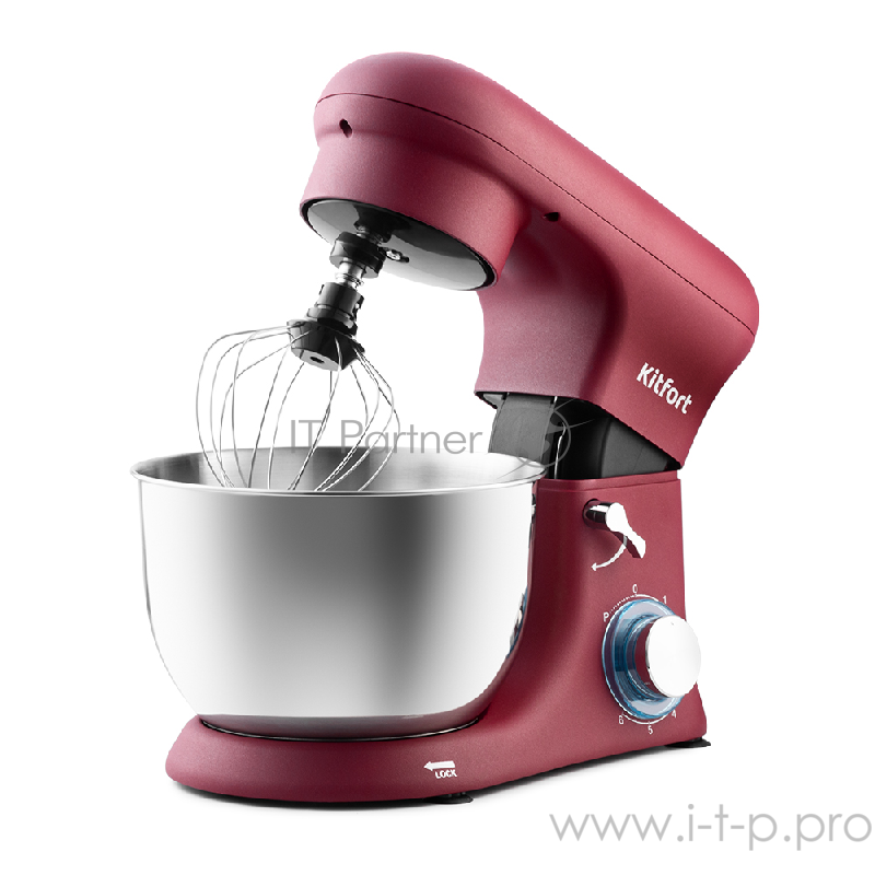 Цельнометаллический планетарный миксер Kitfort Мощность1500. Ёмкость чаши 4,2 л красный