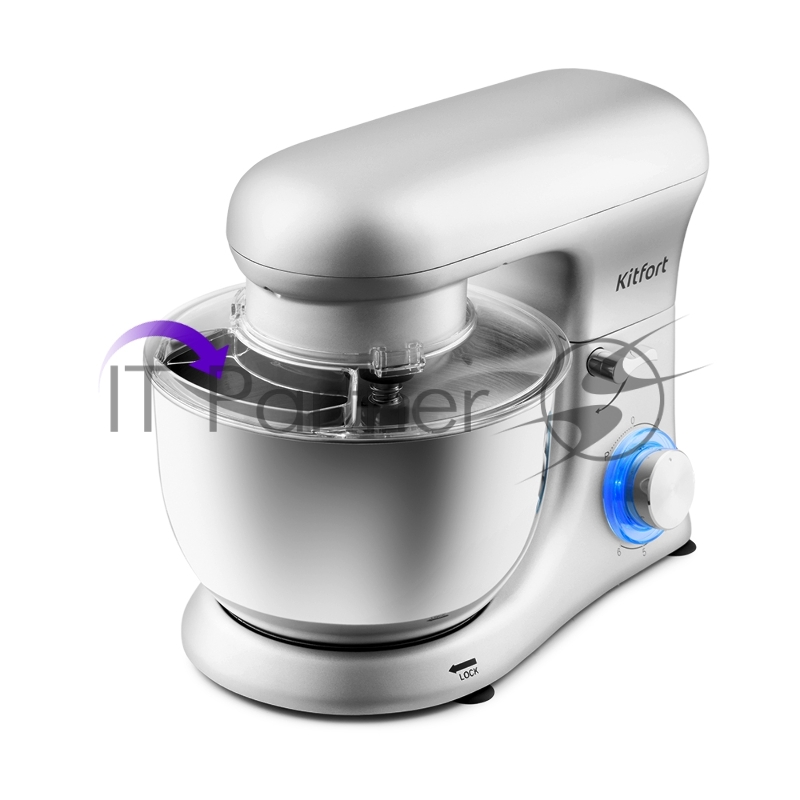 Цельнометаллический планетарный миксер Kitfort Мощность1500. Ёмкость чаши 4,2 л серебрист