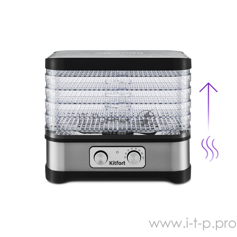 Сушилка для овощей и фруктов Kitfort Мощность 250 Вт.Количество поддонов 5.