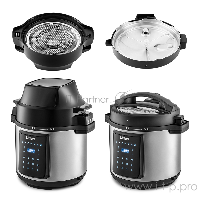 Скороварка-аэрогриль «5 в 1» Kitfort Мощность аэрогриля/скороварки 1500 Вт/1000 Вт.