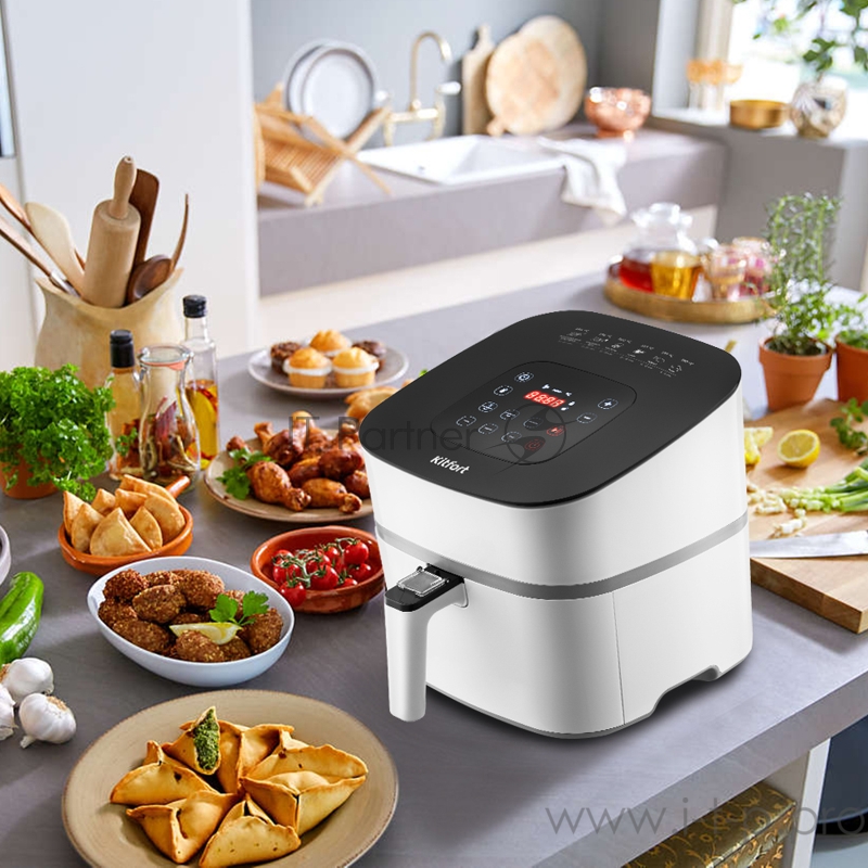 Аэрогриль Kitfort Мощность 1500 Вт.Ёмкость чаши 4,5 л.Таймер 1–60 мин, шаг 1 мин.