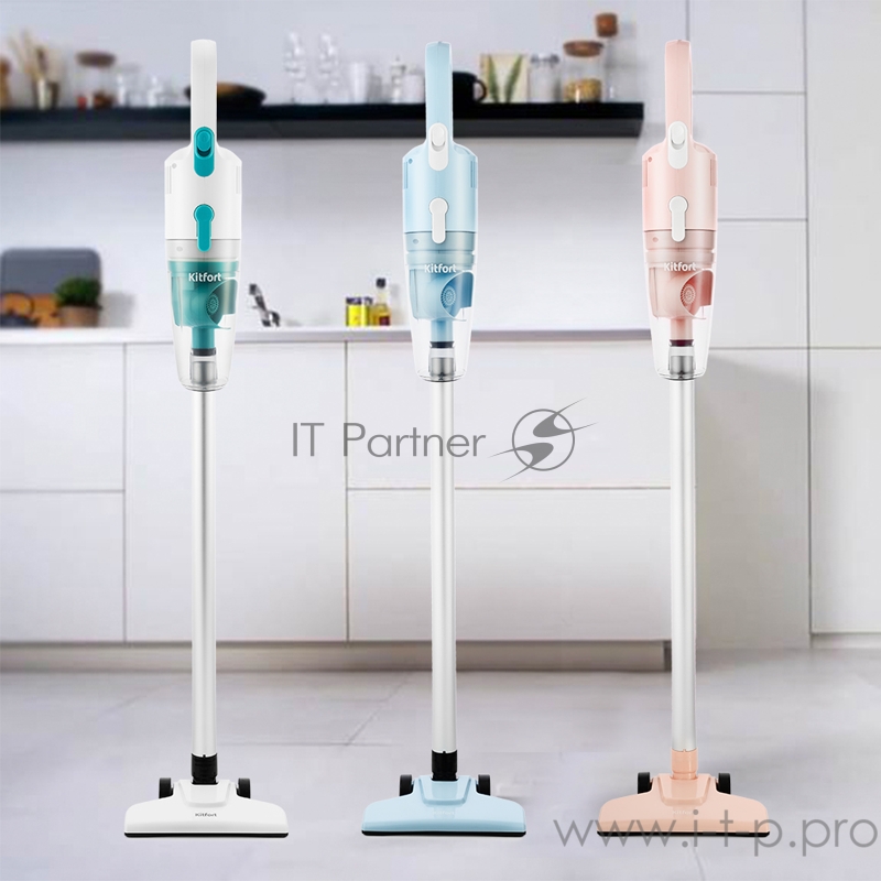 Вертикальный пылесос Kitfort Мощность 500 Вт.Пылесборник 0,3 л.Время зарядки 4,5 ч.