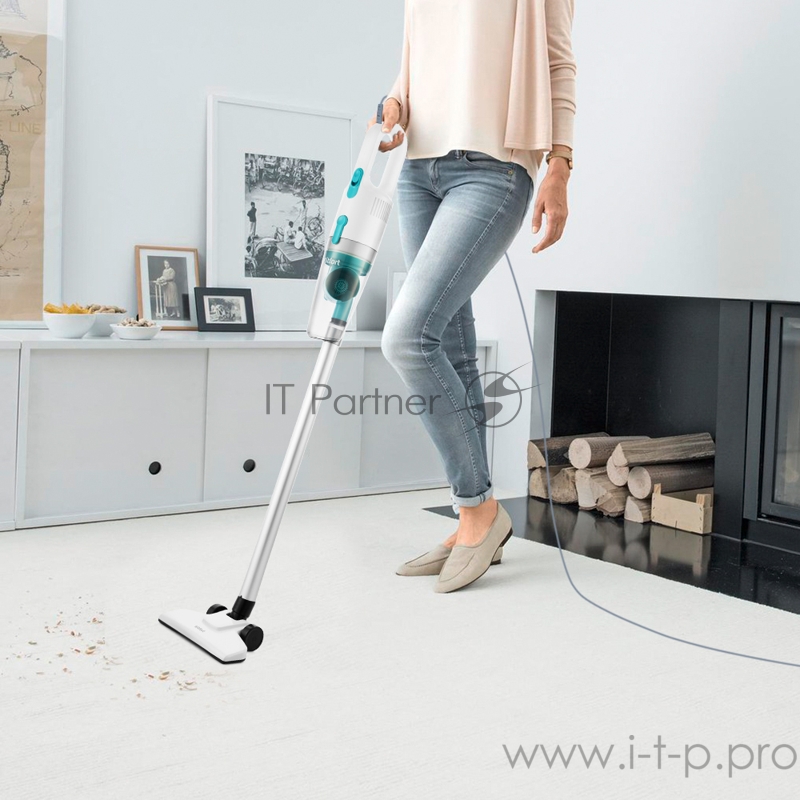 Вертикальный пылесос Kitfort Мощность 500 Вт.Пылесборник 0,3 л.Время зарядки 4,5 ч.