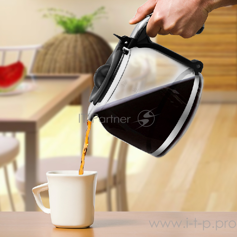 Кофеварка Kitfort Мощность 900 Вт.Ёмкость резервуара 1,5 л.