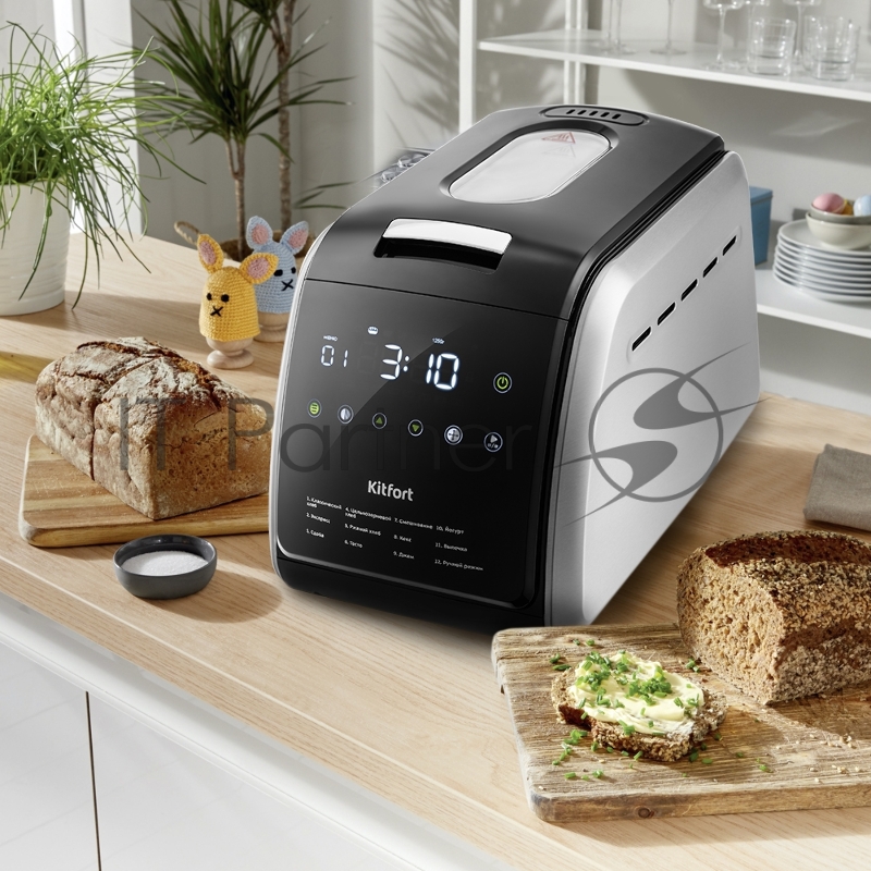 Хлебопечь Kitfort KT-305 черный/серебристый