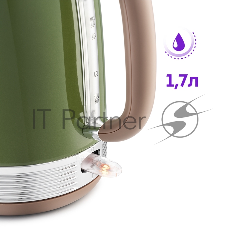 Чайник электрический Kitfort KT-6110 1.7л. 2200Вт зеленый (корпус: нержавеющая сталь)