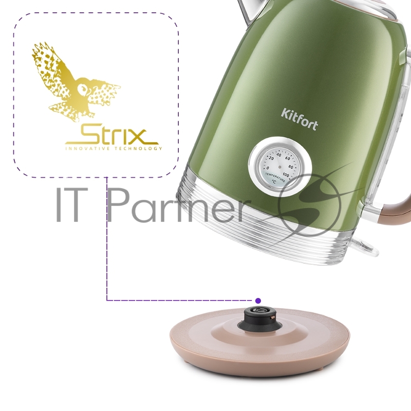 Чайник электрический Kitfort KT-6110 1.7л. 2200Вт зеленый (корпус: нержавеющая сталь)