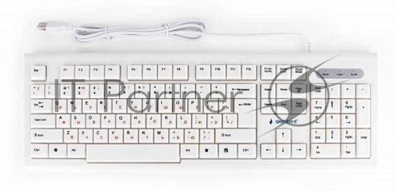Клавиатура Gembird KB-8354U, USB, бежевый/белый, 104 клавиши, кабель 1,45м