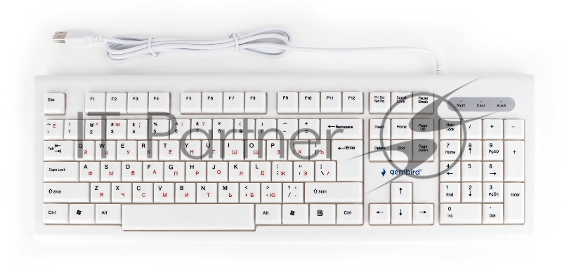 Клавиатура Gembird KB-8354U, USB, бежевый/белый, 104 клавиши, кабель 1,45м
