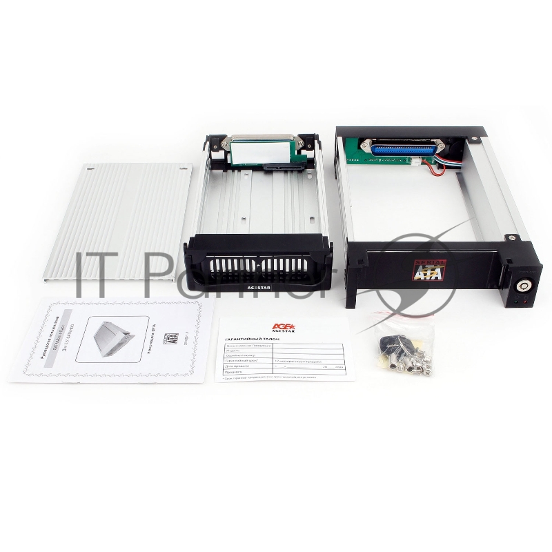 Салазки Mobile rack (), 3,5 SATA I/II/III AgeStar SR1A-K-1F (BLACK), алюминий+пластик