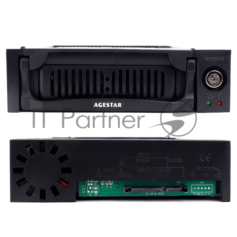 Салазки Mobile rack (), 3,5 SATA I/II/III AgeStar SR1A-K-1F (BLACK), алюминий+пластик