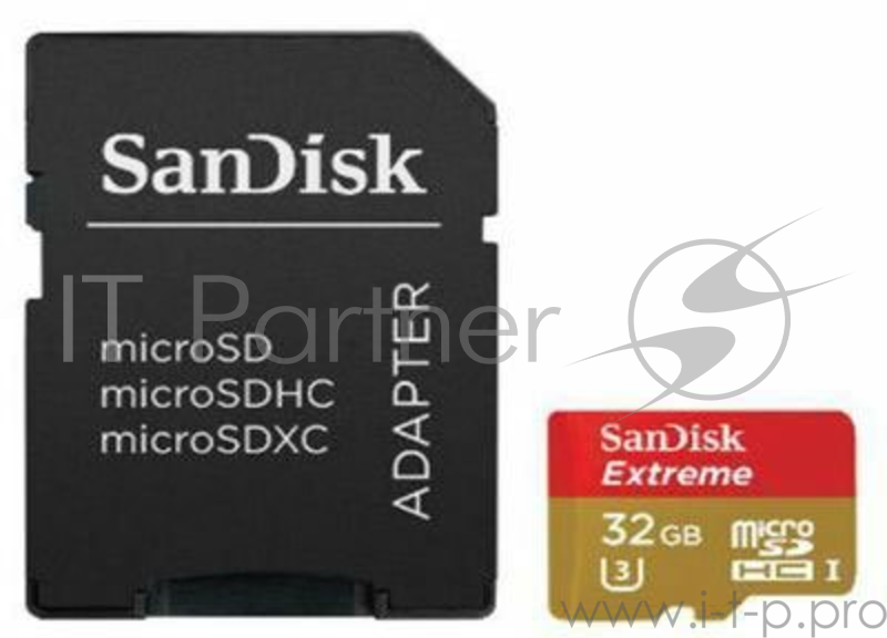 Карта памяти 32ГБ SanDisk Extreme SDSQXAF-032G-GN6AA microSD HC UHS-I Class10 + адаптер