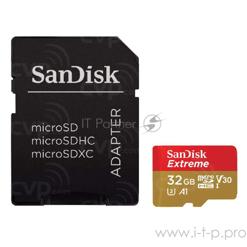 Карта памяти 32ГБ SanDisk Extreme SDSQXAF-032G-GN6AA microSD HC UHS-I Class10 + адаптер