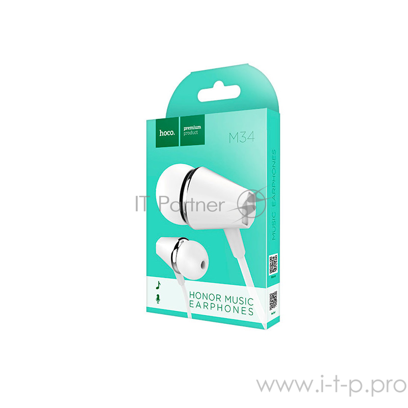 Проводные наушники-вставки с микрофоном Hoco M34 White