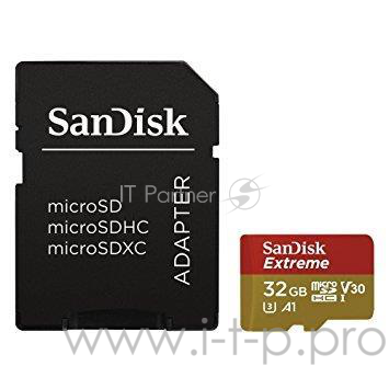 Карта памяти 32ГБ SanDisk Extreme SDSQXAF-032G-GN6MA microSD HC UHS-I + адаптер