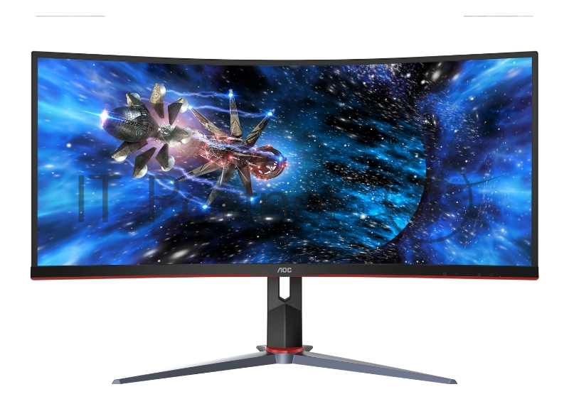 МОНИТОР 34 AOC CU34G2X Black-Red (VA, изогнутый, 3440x1440, 144Hz, 1 ms, 178°/178°, 300 cd/m, 80M:1, +2xHDMI 2.0, +Disp