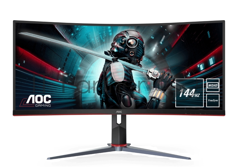 МОНИТОР 34 AOC CU34G2X Black-Red (VA, изогнутый, 3440x1440, 144Hz, 1 ms, 178°/178°, 300 cd/m, 80M:1, +2xHDMI 2.0, +Disp