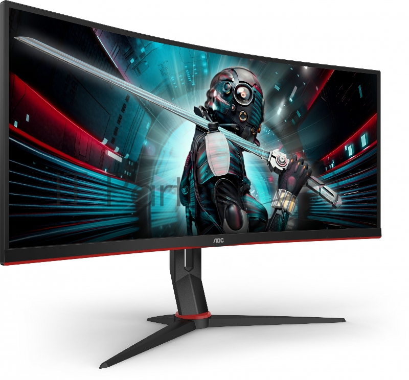 МОНИТОР 34 AOC CU34G2X Black-Red (VA, изогнутый, 3440x1440, 144Hz, 1 ms, 178°/178°, 300 cd/m, 80M:1, +2xHDMI 2.0, +Disp