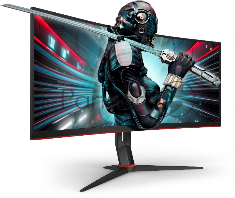 МОНИТОР 34 AOC CU34G2X Black-Red (VA, изогнутый, 3440x1440, 144Hz, 1 ms, 178°/178°, 300 cd/m, 80M:1, +2xHDMI 2.0, +Disp