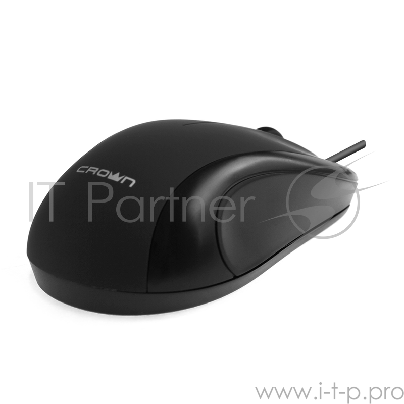 Мышь CROWN CMM-31 (Black) (3 кнопки 1000DPI Длина провода: 1.3м USB Soft-touch пластик ,Plug & Play)