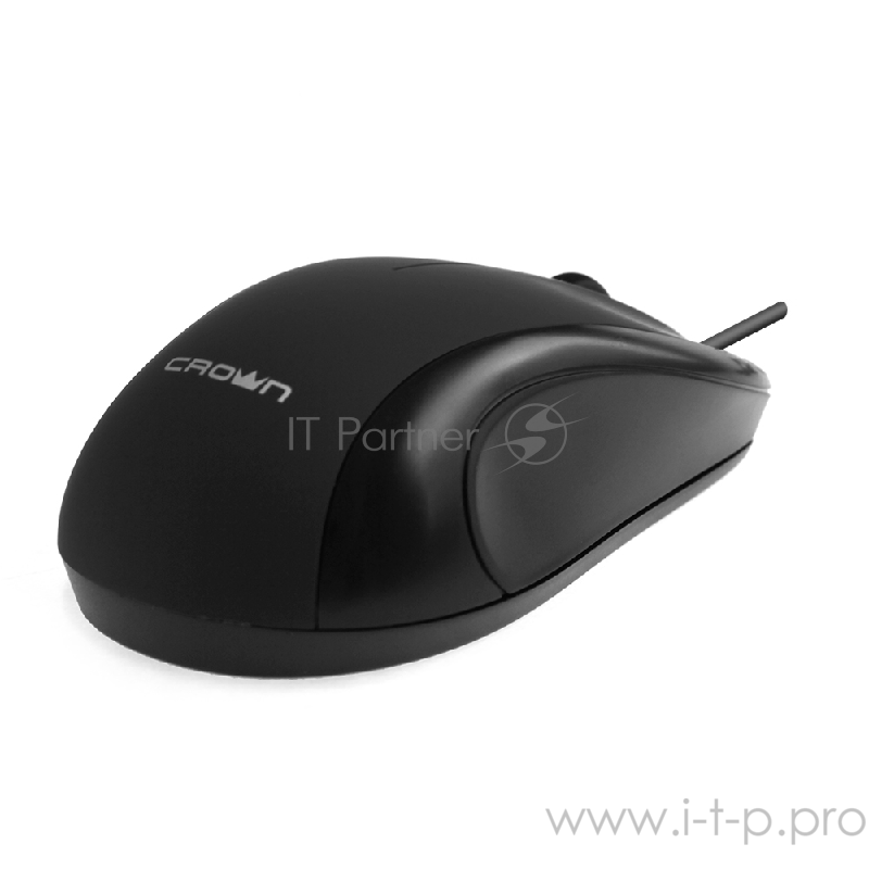 Мышь CROWN CMM-31 (Black) (3 кнопки 1000DPI Длина провода: 1.3м USB Soft-touch пластик ,Plug & Play)