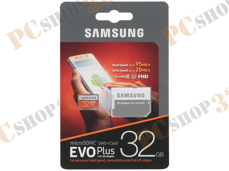 Карта памяти 32ГБ Samsung EVO Plus MB-MC32GA microSD HC UHS-I Class10 + адаптер