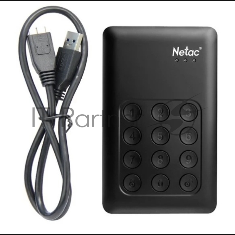 Внешний жесткий диск 2.5 Netac (NT05K390K-002T-30BK) 2Tb K390, micro USB 3.0, черный, клавиатура шифрования, retail