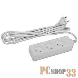 ЭРА Удлинители бытовые, Сетевые фильтры ЭРА Б0019254 Удлинитель U-3-10m без заземления 3 гнезда 7 м {полипропилен, 2х0.75 мм2}