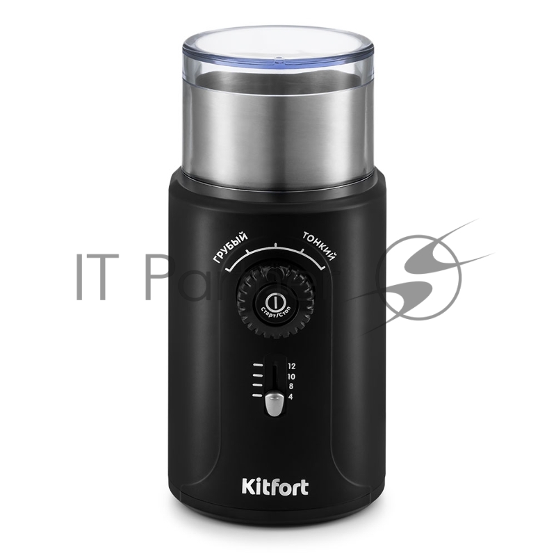 Кофемолка Kitfort KT-747 200Вт сист.помол.:ротац.нож вместим.:70гр черный/серебристый