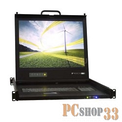 консоли ProCase UNIUS 19/E/RU Консоль модульная однорельсовая 19'', single rail console, LCD D-Sub, PS/2 и USB, разрешение 1280*1024, USB hub, возможность установки модуля KVM, IP
