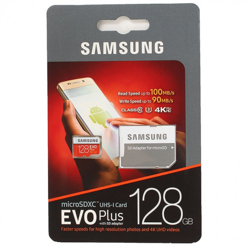Карта памяти 128ГБ Samsung EVO Plus MB-MC128GA/RU microSD XC UHS-I Class10 + адаптер