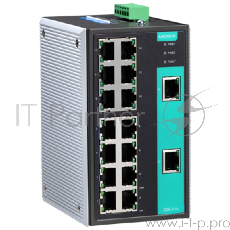 Промышленный 16-портовый неуправляемый коммутатор 10/100 BaseT(X) Ethernet