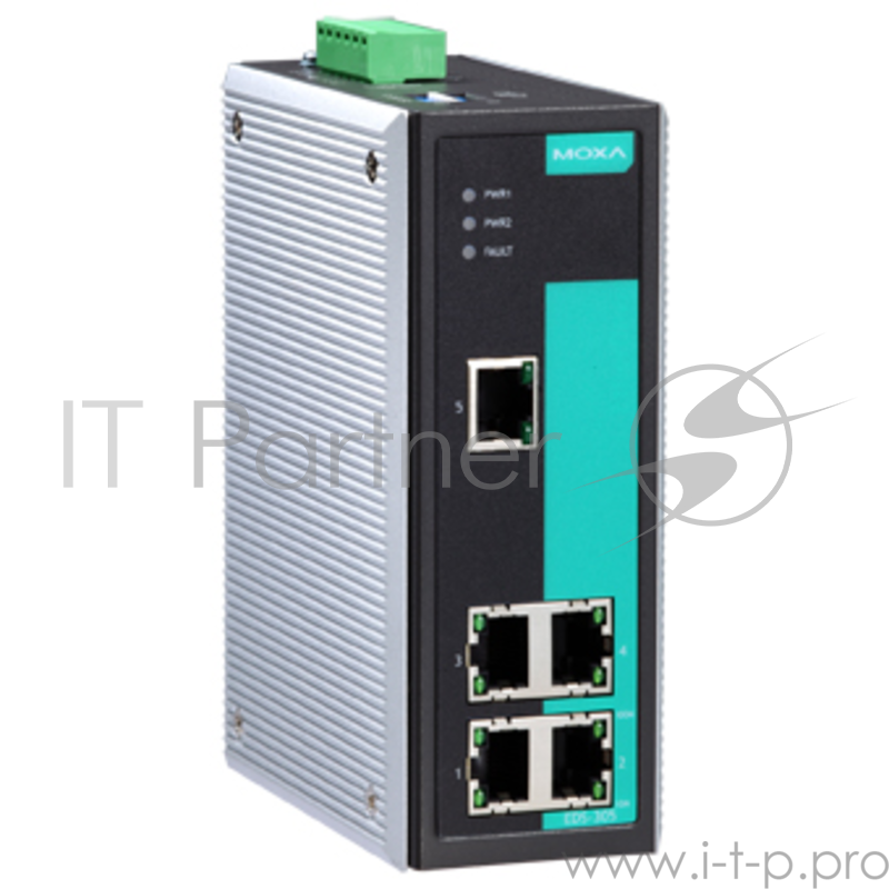 Промышленный 5-портовый неуправляемый коммутатор 10/100 BaseTX Ethernet, резервируемое питание, релейный выход, 0...+60