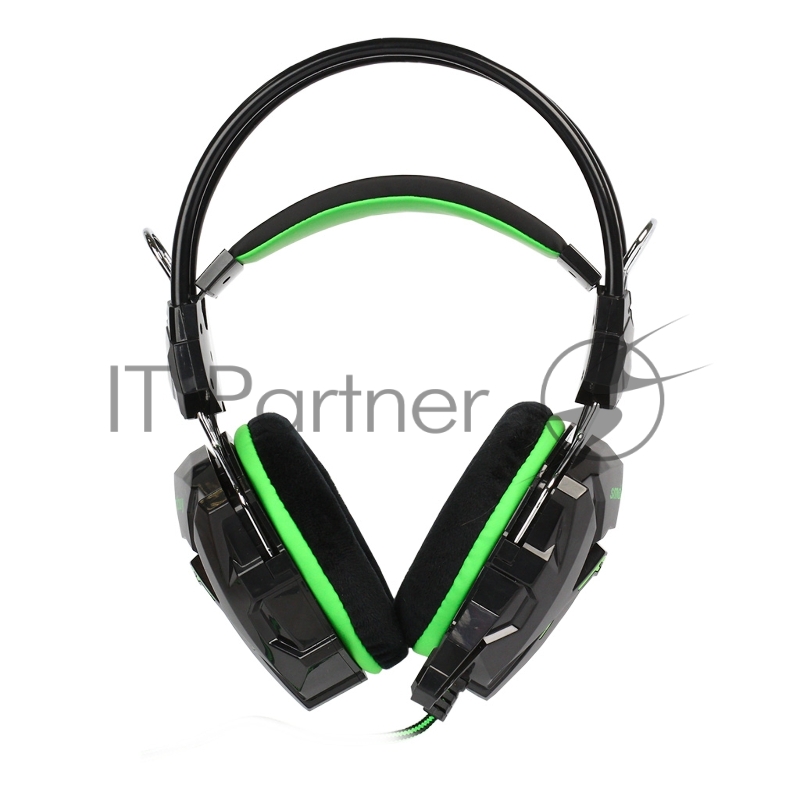 Игровая гарнитура RUSH COBRA, динамики 40мм, велюровые амбушюры, черн/зеленая (SBHG-1200)