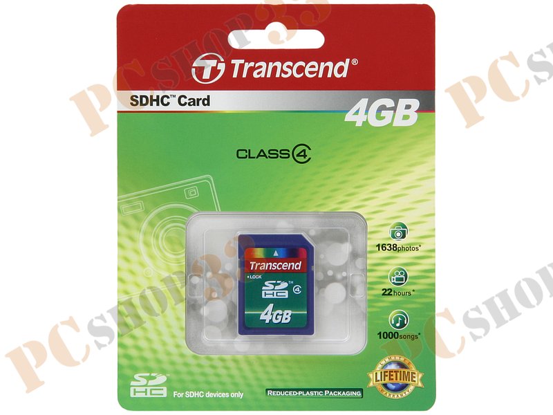 Карта памяти 4ГБ Transcend TS4GSDHC4 SecureDigital HC Class4
