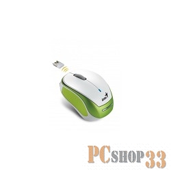 Мышь Genius Micro Traveler 9000R белый/зеленый оптическая (1200dpi) беспроводная USB для ноутбука (2but)