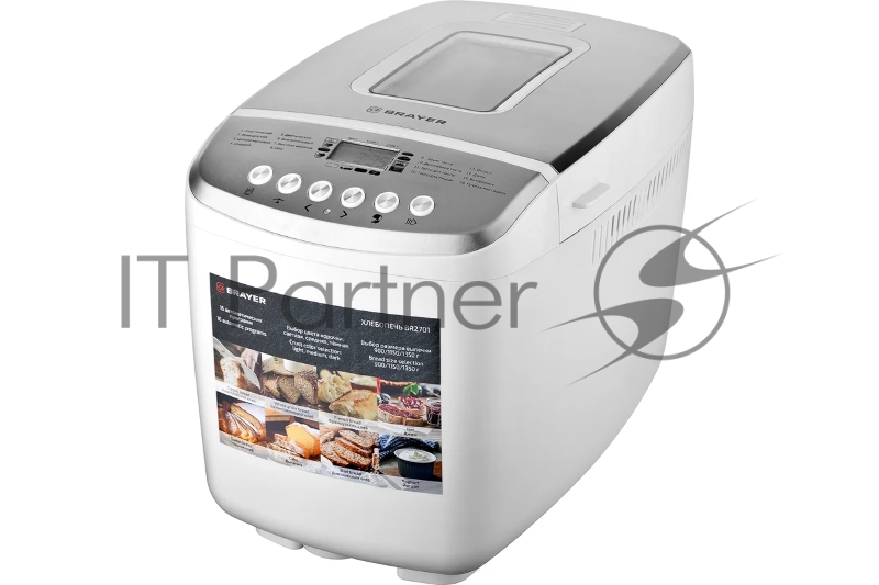 2701BR Хлебопечь BRAYER, 850 Вт, 16 программ, выбор цвета кор,выбор размера, поддерж. темпер, таймер