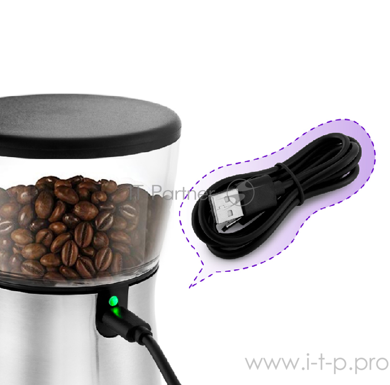 Мельница для кофе Kitfort Питание 5 В, 1 А 2.Аккумулятор Li-Ion 3,7 В, 0,7 А*ч.