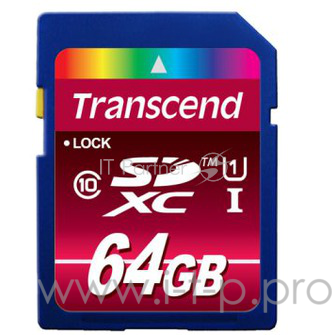 Карта памяти 64ГБ Transcend TS64GSDXC10U1 SecureDigital XC UHS-I Class10