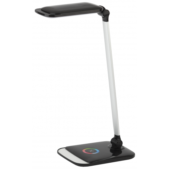 Настольные светильники ЭРА Б0028439 Настольный светодиодный светильник NLED-460-14W-BK-S черно-серебристый {USB-порт для зарядки устройств, LED, плавный диммер яркости, цвет. темп. 3000/4500/6500К}
