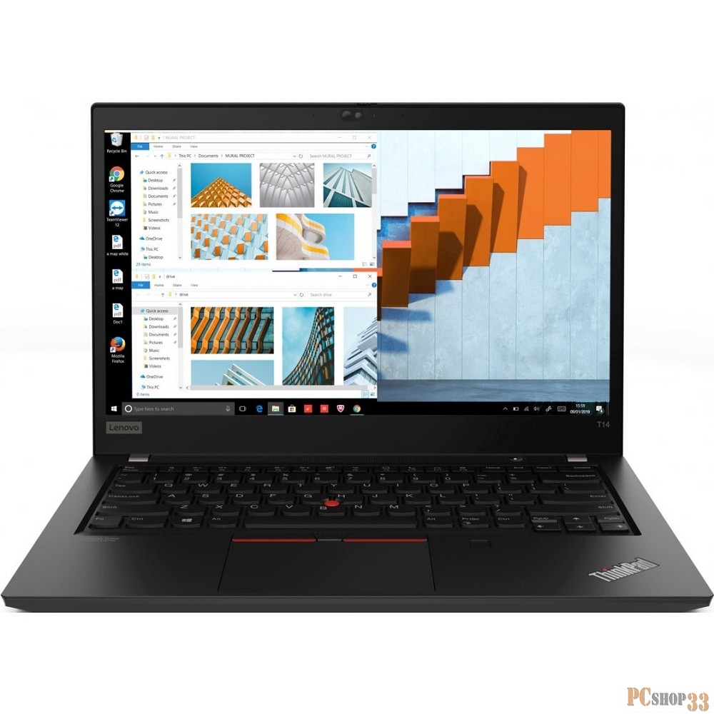 Ноутбук Lenovo ThinkPad T14 G1 T Core i5 10210U/8Gb/SSD256Gb/Intel UHD Graphics/14/WVA/FHD (1920x1080)/Windows 10 Professional/black/WiFi/BT/Cam