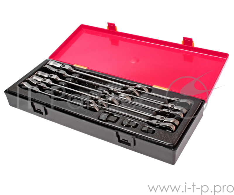 Набор ключей JTC K6142 комбинированных трещоточных с подвижной головкой 8-19мм в кейсе 14пр.