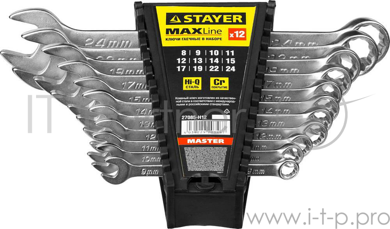 Набор комбинированных ключей STAYER 27085-H12 (8 - 24 мм) 12 шт.