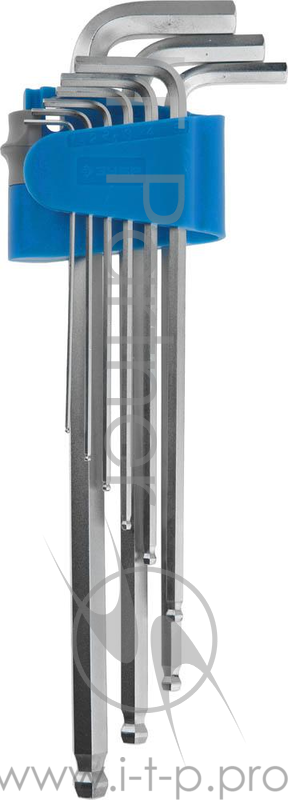 Набор ключей имбусовых ЗУБР ЭКСПЕРТ 27466-H9 длинные с шариком.сатинир покрытие.держатель.HEX.9шт