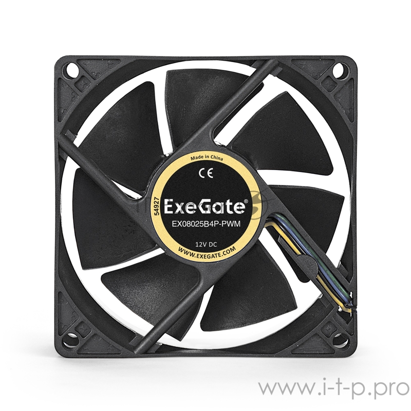 Вентилятор EX283378RUS ExeGate E08025B4P-PWM, 80x80x25 мм, двойной шарикоподшипник, 4pin, PWM, 22dBA