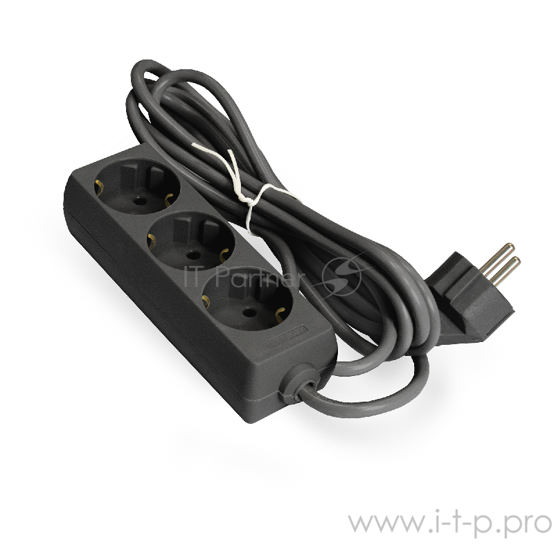 Удлинитель Exegate EX285801RUS ECE-3-1.8B (3 евророзетки с заземлением, 1.8м, черный)