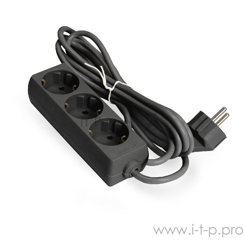 Удлинитель ExeGate EX285807RUS ECE-3-5B (3 евророзетки с заземлением, 5м, черный)