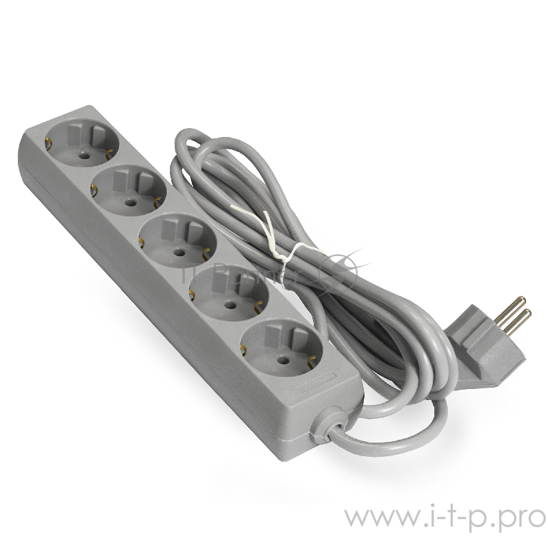 Удлинитель ExeGate EX285823RUS ECE-5-3G (5 евророзетки с заземлением, 3м, серый)