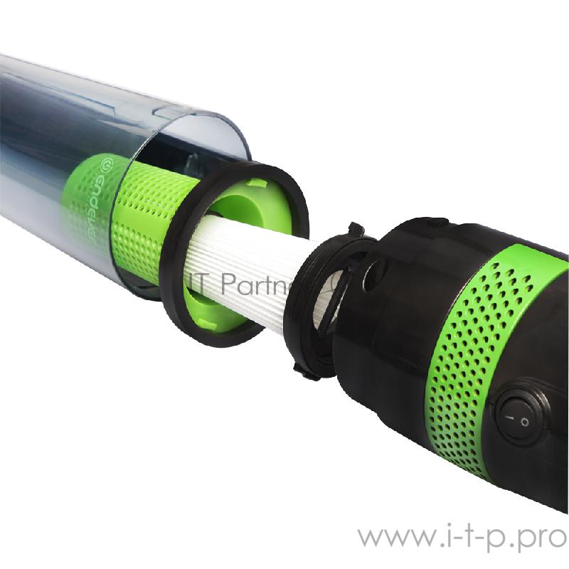 Вертикальный пылесос циклонного типа Endever SkyClean VC-292,черный/зеленый, мощность 650 Вт, циклонная система фильтрации, 2 в1 вертикальный и ручной